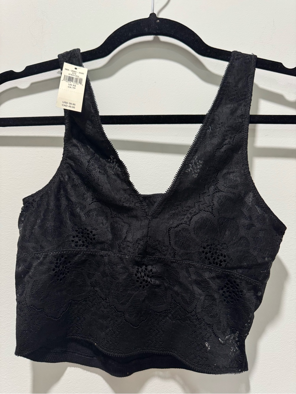 aerie Black Lace V-Neck Bralette | New with Tags